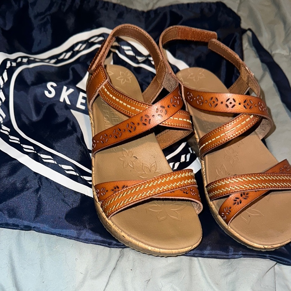 Skechers Brown Sandals with Slip-On Design